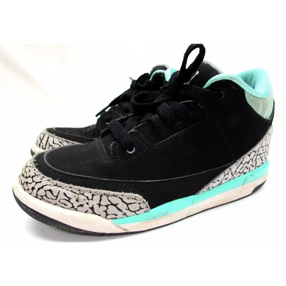 Nike Air Jordan 3 III Retro GP 441141-045 Black / Iron Purple / Turquoise Sz 3y
